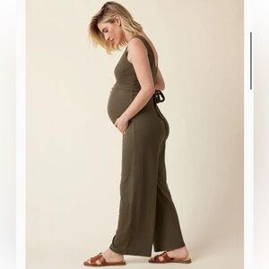 Ripe Maternity Bobby Ribbed Jumpsuit Olive M